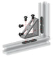 Heavy-duty 4040 series 4-hole tall inside corner bracket with reinforcement gusset, die-cast aluminium for T-slot extrusion joints