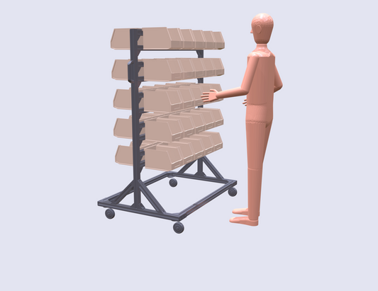 Double Sided Mobile Parts Bin Station 1000mm Wide x 1200mm Long x 1600mm High