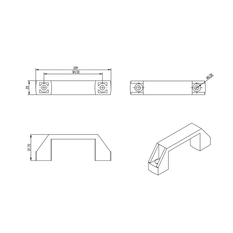 T-Slot Black High Strength Black Polycarbonate Door Handle 110,115,140,160,200mm Long