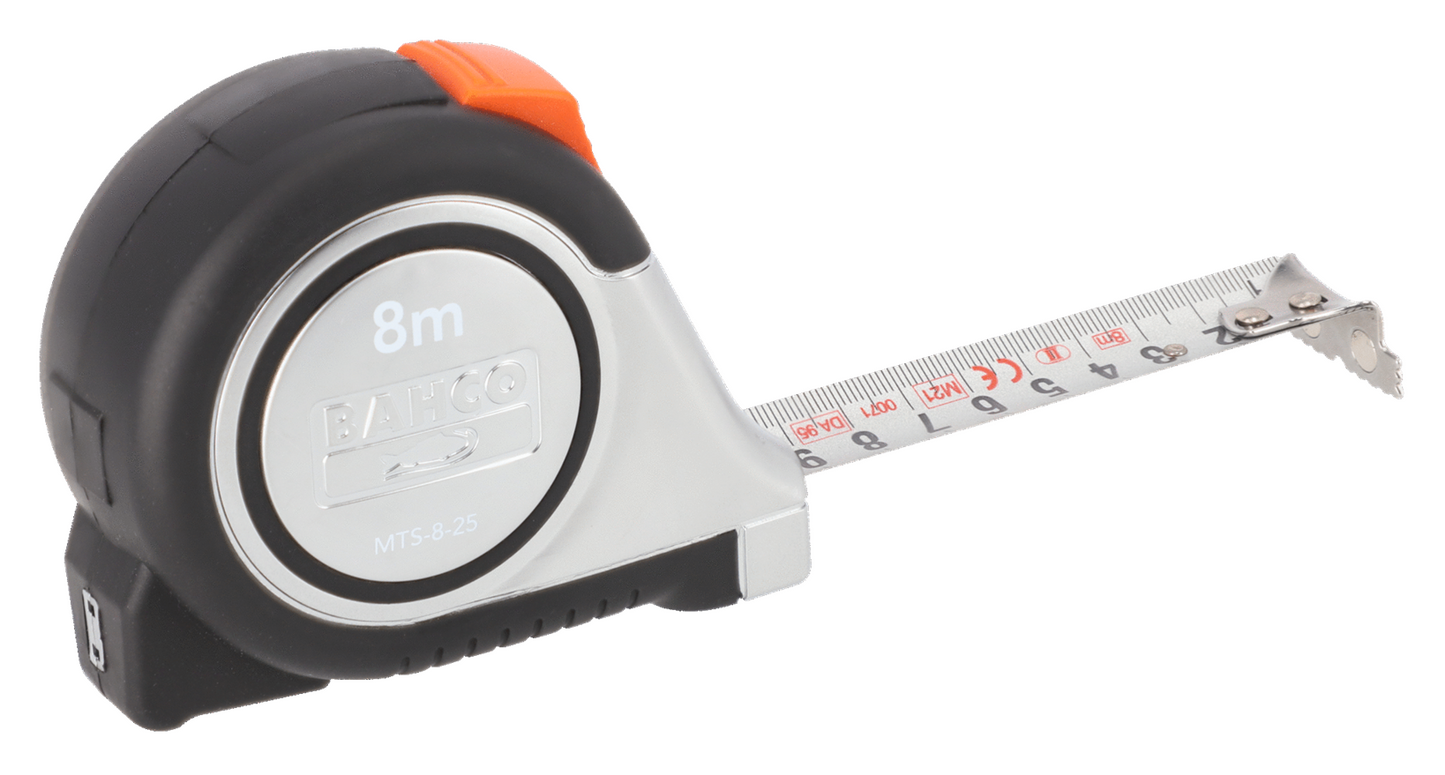 Bahco 8M Double-Sided Measuring Tapes with Rubber Grip