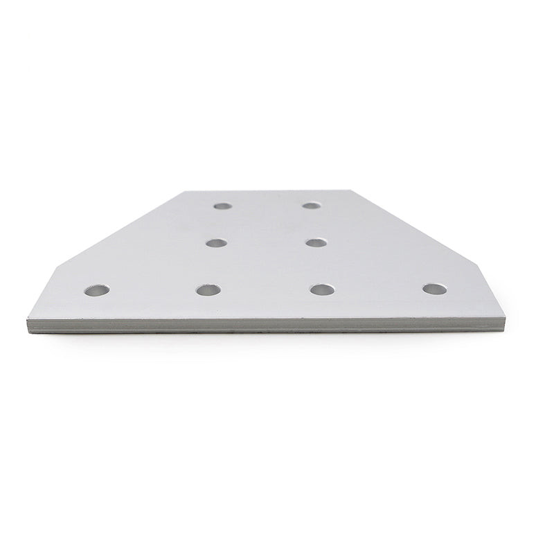 Silver Heavy-duty 8-hole Tee shape flat joining plate for 4040 and 4080 series T-slot aluminium extrusion, reinforced steel T-junction connector
