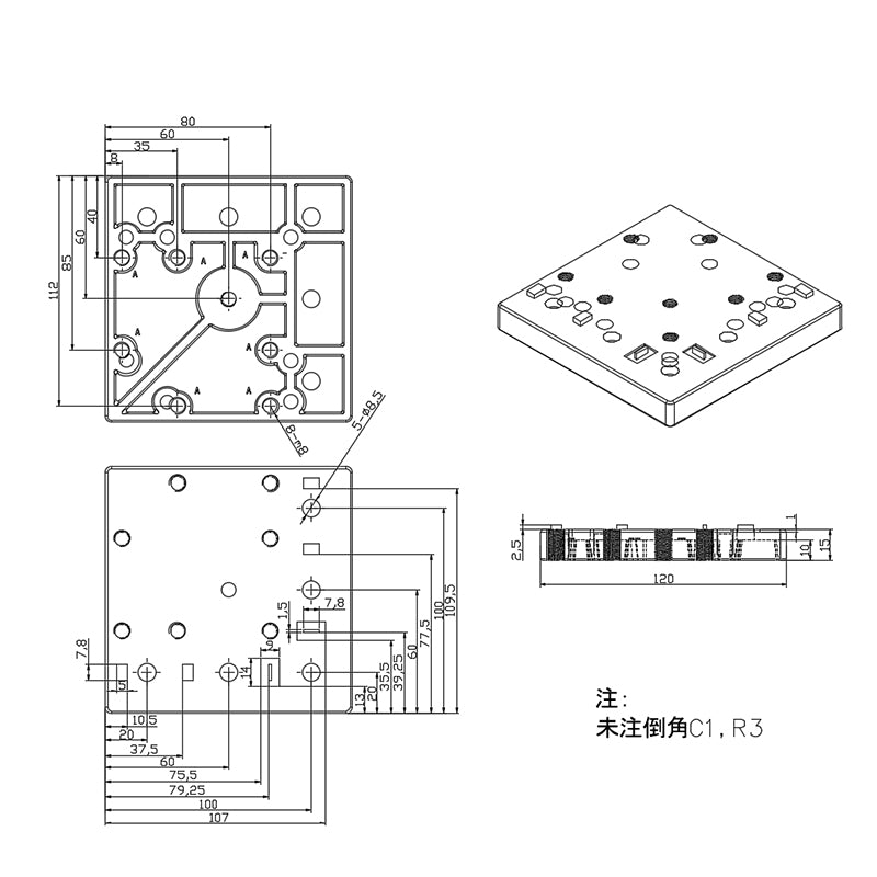 4040 & 4080 Die-Cast Aluminium Flange Mount Caster Base Plate