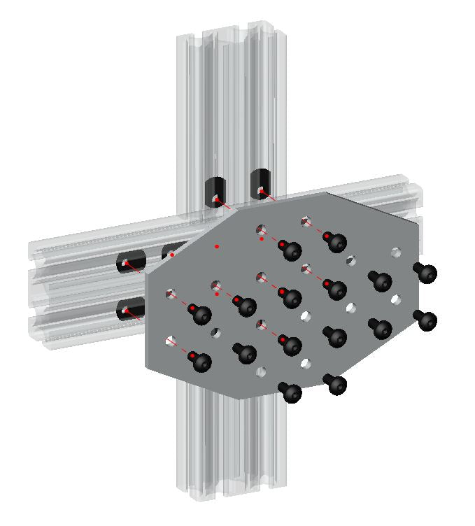 T-Slot 4080-Series "Cross" Flat Plate 16-hole Connector