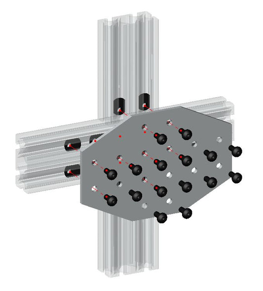 T-Slot 4080-Series "Cross" Flat Plate 16-hole Connector