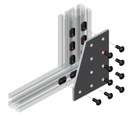 T-Slot 4040 to 4080-Series "90 degree" Flat Plate 9-hole Connector