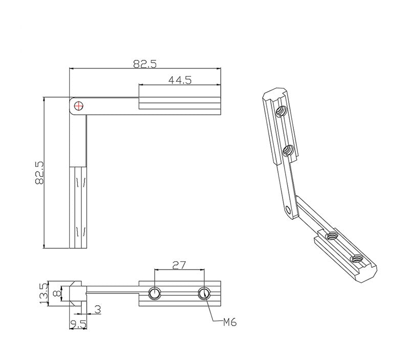 4040 T-Slot Simple Any Angle Inside Corner Connector