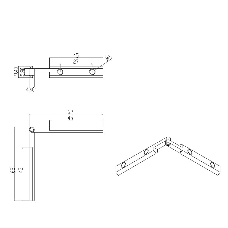 2020 T-Slot "Any Angle" Inside Corner Connector Steel - Zn Plated