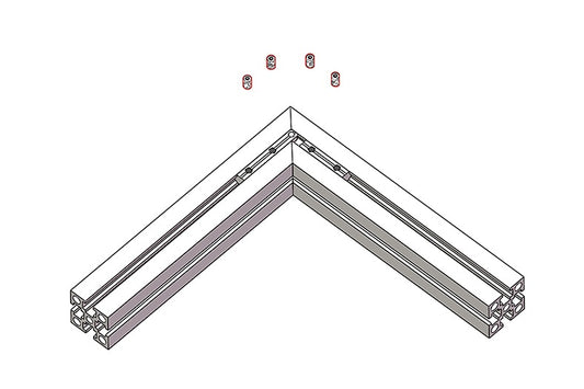 4040 Concealed 90 deg inside corner any angle connector die-cast, zinc-plated