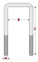 Grade 304 stainless steel U-bolt with hex nuts and washers designed to fit over a 40mm aluminum T-slot profile