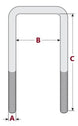 Grade 304 stainless steel U-bolt with hex nuts and washers designed to fit over a 40mm aluminum T-slot profile