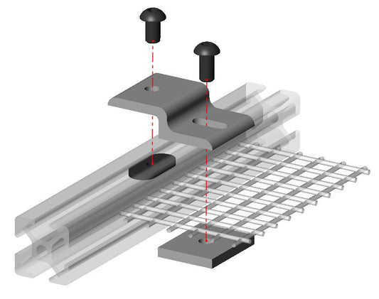 t-slot-single-arm-narrow-mesh-retainer-with-narrow-backing-plate