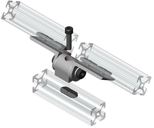 4040 T-Slot Universal Dynamic "90 degree" Pivot Single-Bolt Assembly with Dual L Arms