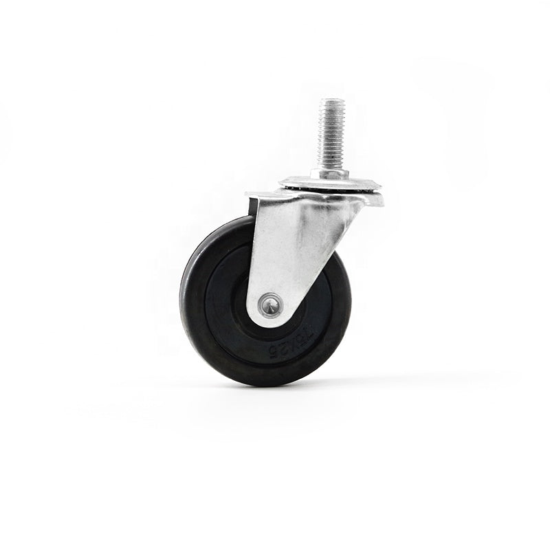 50mm Heavy-Duty High-Grade Rubber Castor Wheels M8x15mm Stud - Heavy Duty 50kg Load Capacity